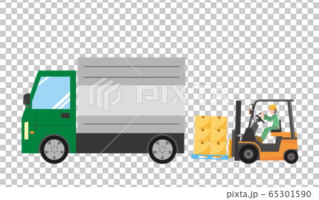 フォークリフト　トラック　荷物　積み込み　輸送 65301590