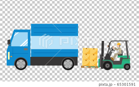 フォークリフト　トラック　荷物　積み込み　輸送 65301591