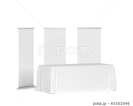 Blank tradeshow tablecloth with roll-up banners 65302046