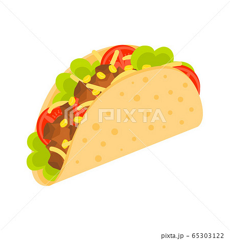 Taco Mexico food. Tacos with meat and vegetable. 65303122
