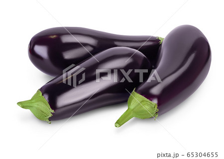 Eggplant or aubergine isolated on white background with clipping path and full depth of field Eggplant or aubergine isolated on white background with clipping path and full depth of field 65304655