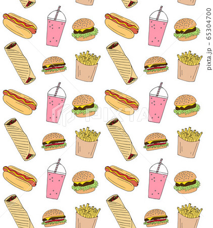 Vector seamless pattern of sketch fast food Vector seamless pattern of sketch fast food 65304700