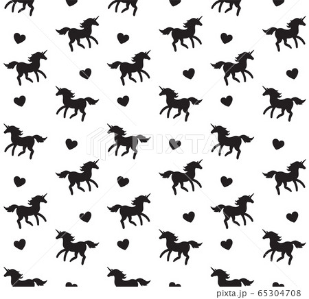 Vector Seamless Pattern Of Unicorn Silhouetteのイラスト素材