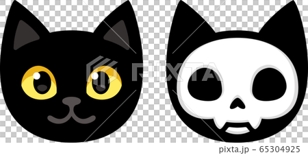 Cartoon Cat Head Skullのイラスト素材