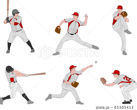 Baseball players flat color vector faceless - Stock Illustration  [77539378] - PIXTA