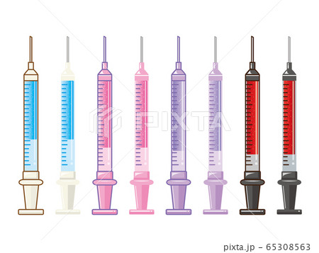 注射器零件 插圖素材 圖庫