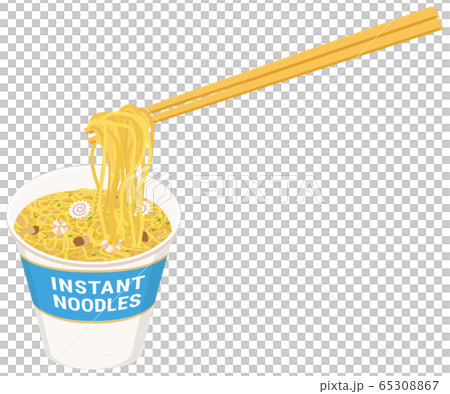 カップラーメンの麺を箸で持ったイラスト カップラーメンの麺を箸で持ったイラスト 65308867