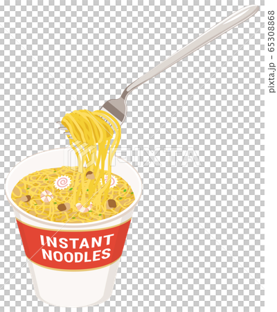 カップラーメンの麺をフォークで持ったイラストのイラスト素材