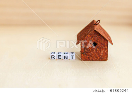 Miniature toy model house with inscription RENT Miniature toy model house with inscription RENT 65309244