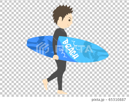 Illustration of a male surfer in a wetsuit Illustration of a male surfer in a wetsuit 65310887