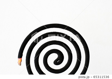 Black spiral mosquito repellent coil on white Black spiral mosquito repellent coil on white 65311536