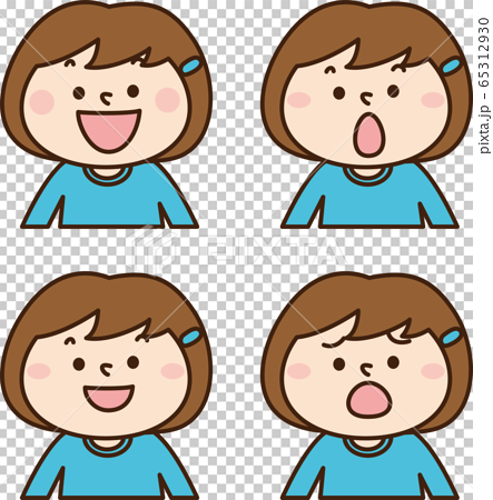 女の子表情4パターンのイラスト素材