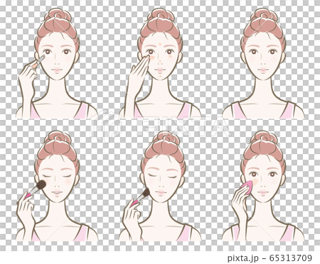 Illustration of a woman doing makeup 65313709