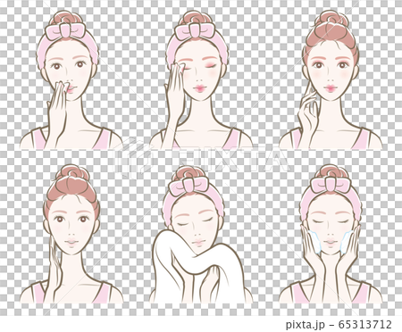 Illustration of a woman doing skincare Illustration of a woman doing skincare 65313712