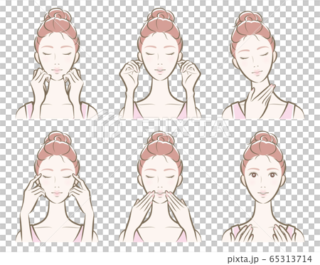 一個女人在做護膚的插圖 65313714