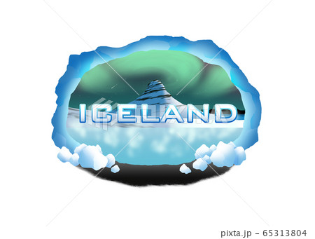 Logo Of Kirkjufell Covered With Snow And Blue のイラスト素材