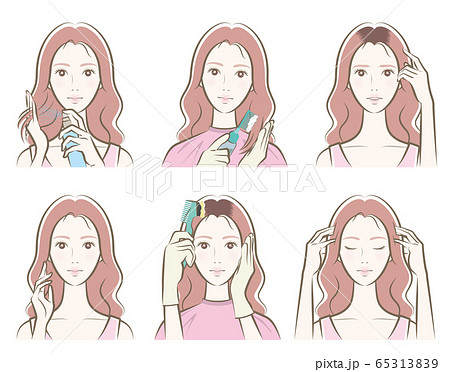 ヘアケアをしている女性のイラスト 65313839