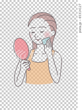 Woman doing skin care with cotton Woman doing skin care with cotton 65314127