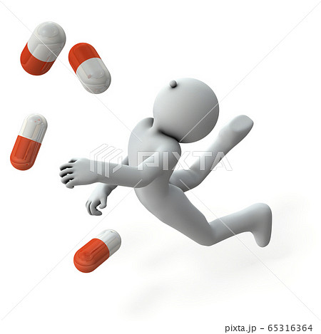 転倒するキャラクター。薬物依存。 65316364