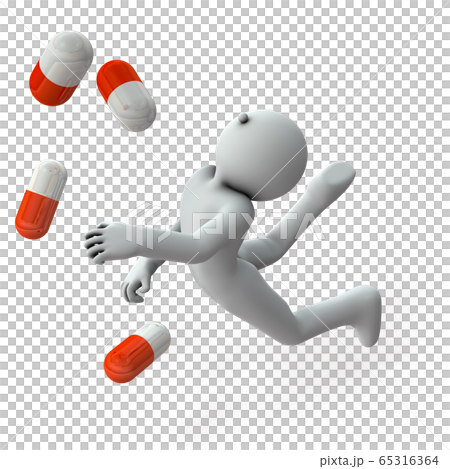 転倒するキャラクター。薬物依存。 65316364