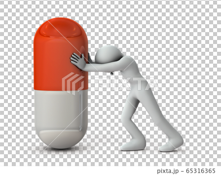 薬物依存に抗うキャラクター。それは薬への依存を暗示する。 65316365