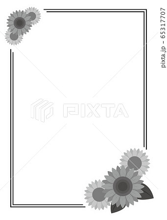 Sunflower Frame Frame Vertical Black And White Stock Illustration