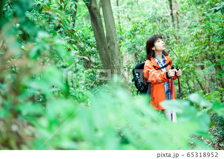 登山　女性　山ガール　トレッキング　山登り　アウトドア　ハイキング 65318952
