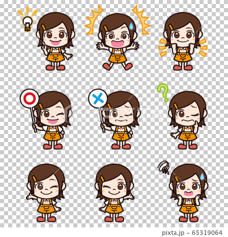 Girl's facial expression set 65319064