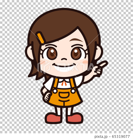 女の子 指差しのイラスト素材