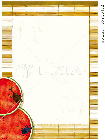すだれ すだれ 夏 真夏 装飾枠 フレーム 和紙 飾り枠 水彩 涼のイラスト素材