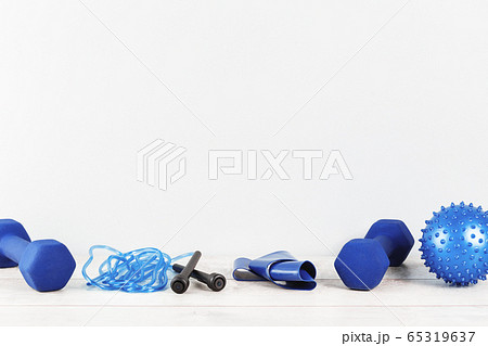 Healthy lifestyle blue sports accessories 65319637