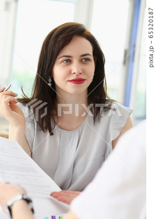 Beautiful woman portrait at workplace Beautiful woman portrait at workplace 65320187