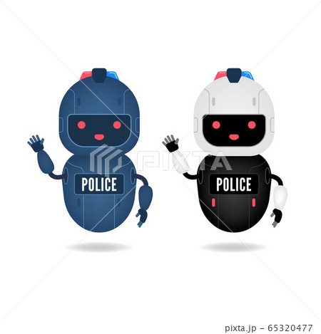 Police friendly android robot character. 65320477