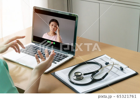 Doctor making video call for talking  65321761