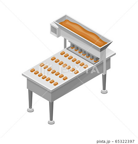 Conveyer Belt with Chocolate Sweets Formation Process Vector Illustration Conveyer Belt with Chocolate Sweets Formation Process Vector Illustration 65322397