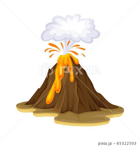 Volcanic Eruption with Flowing Lava as Natural Cataclysm Vector Illustration 65322503