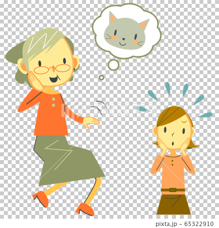 シニア女性 認知症 幻覚のイラスト素材