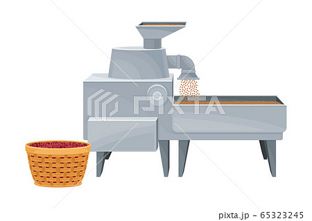 Steel Machine Engaged in Coffee Fruit Hulling Process Vector Illustration 65323245