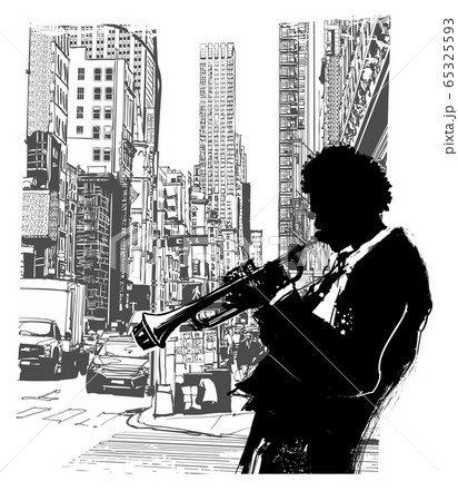 Trumpet player in New York Trumpet player in New York 65325593