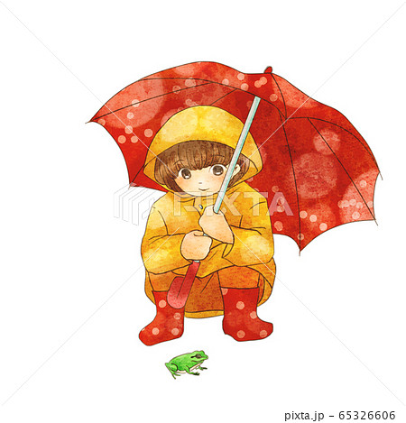 傘をさす子どものイラスト素材