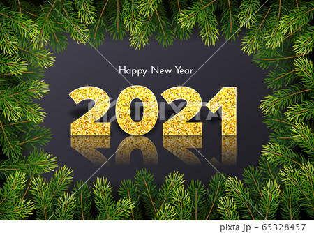 Golden numbers 2021 with reflection and shadow. Golden numbers 2021 with reflection and shadow. 65328457
