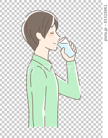 コップの水を飲む男性の横顔 コップの水を飲む男性の横顔 65328861