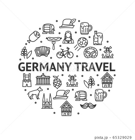 German Culture Round Design Template Contour Lines Icon Concept. Vector German Culture Round Design Template Contour Lines Icon Concept. Vector 65329029