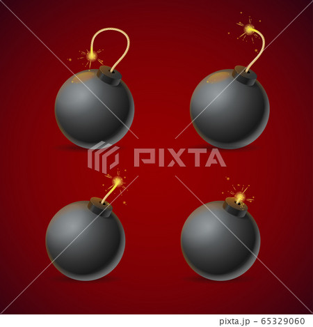 Realistic Detailed 3d Bomb Explosion Step Set. Vector 65329060