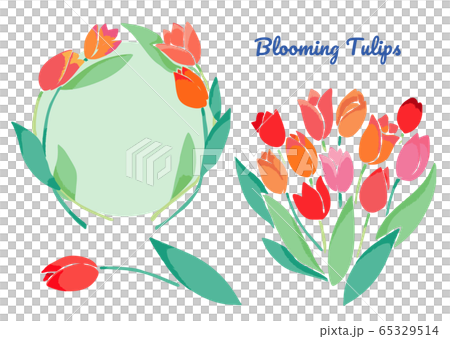 チューリップのフレーム 花束 素材 イラスト チューリップのフレーム 花束 素材 イラスト 65329514