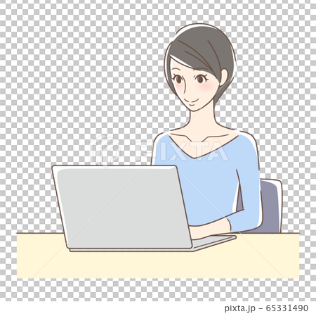 Smiling woman operating a computer Smiling woman operating a computer 65331490