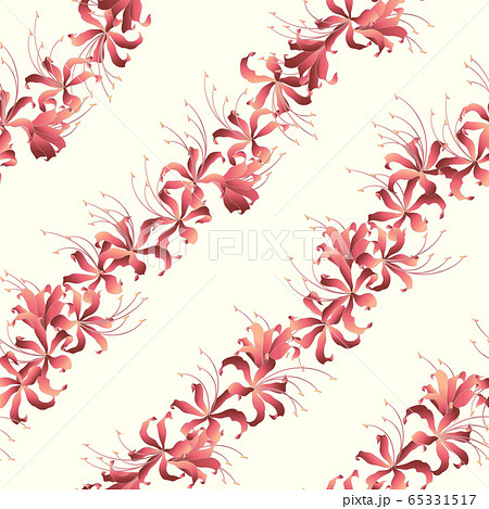 日本的な彼岸花のストライプ柄, 65331517