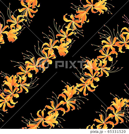 日本的な彼岸花のストライプ柄, 65331520