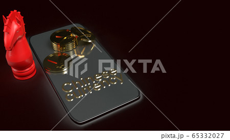 The mobile and gold coins red knight chess 3d rendering for china currency The mobile and gold coins red knight chess 3d rendering for china currency 65332027
