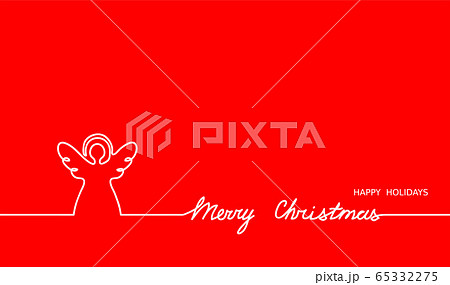 Angel simple outline and Merry Christmas text on red background. One continuous line vector drawing, web banner, illustration. Christmas angel minimalist background Angel simple outline and Merry Christmas text on red background. One continuous line vector drawing, web banner, illustration. Christmas angel minimalist background 65332275